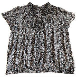Torrid Black & Blue Chiffon Blouse